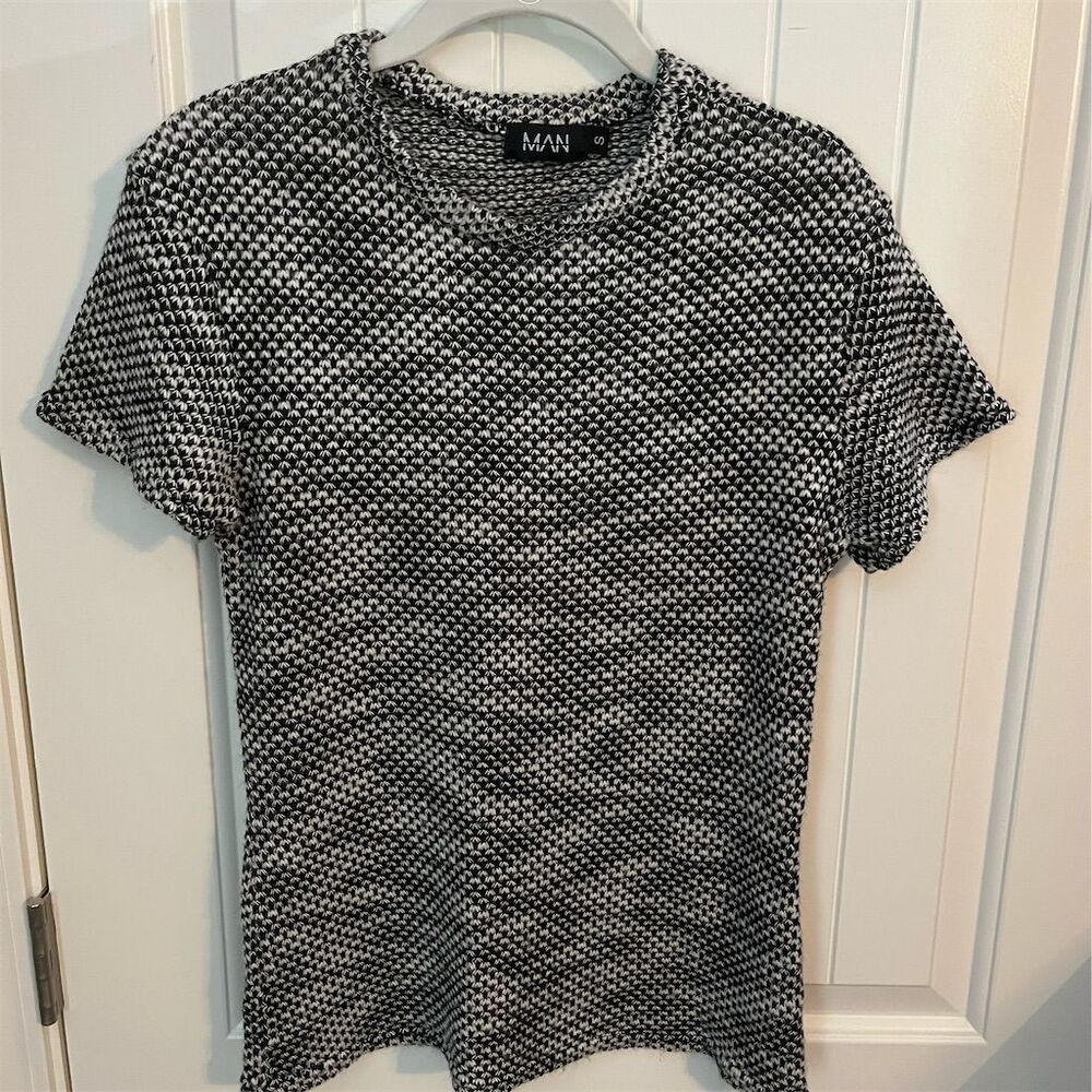 Boohoo Man Men's Black Knit Crew Neck Short Sleeve T-Shirt Size S